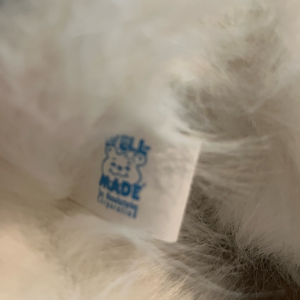 Fluffy White and Gray Plush Dog - Picture 4 of 5